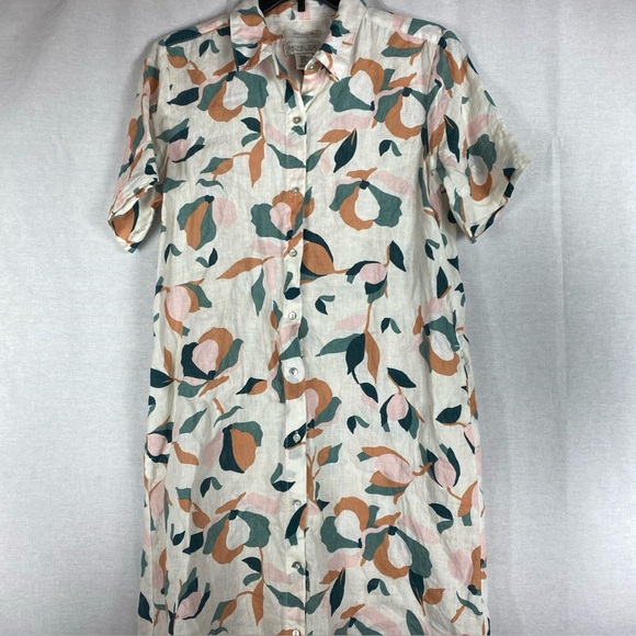 Rachel Zoe Dresses & Skirts - Linen Rachel Zoe 100% Floral Button Up Shirt Dress Medium Lightweight pockets